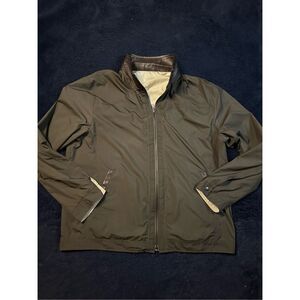 Johnston & Murphy Reversible Lambskin Leather Collared Windbreaker Mens Large B9
